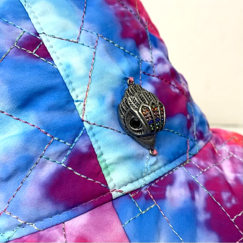 NWT Kurt Geiger Bucket Hat Tie Dye Rainbow Nylon Quilted Beach Hippie O/S - Picture 5 of 11
